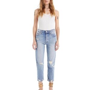 MOTHER Light Blue Distressed Ankle Jeans